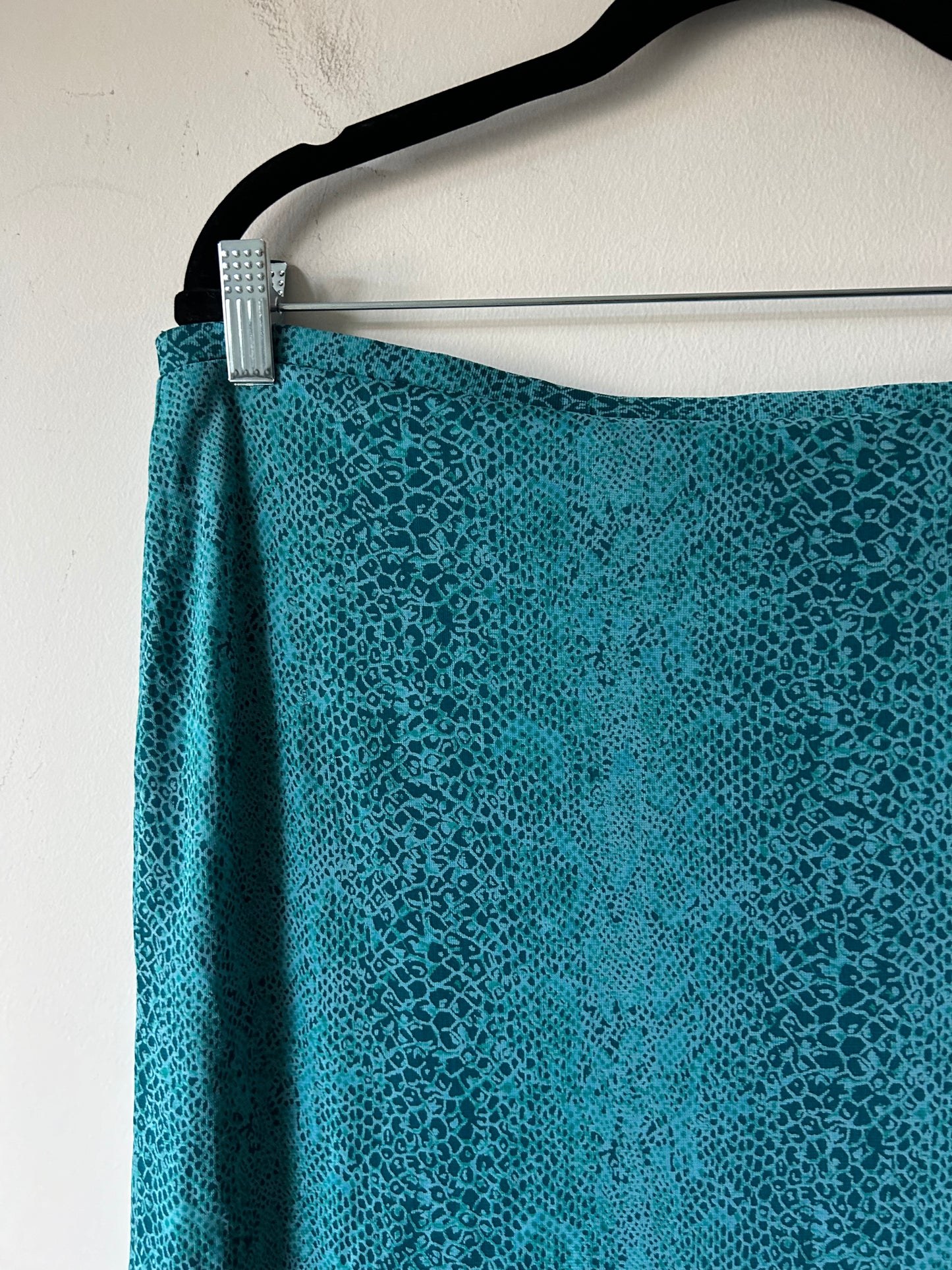 blue snake print skirt