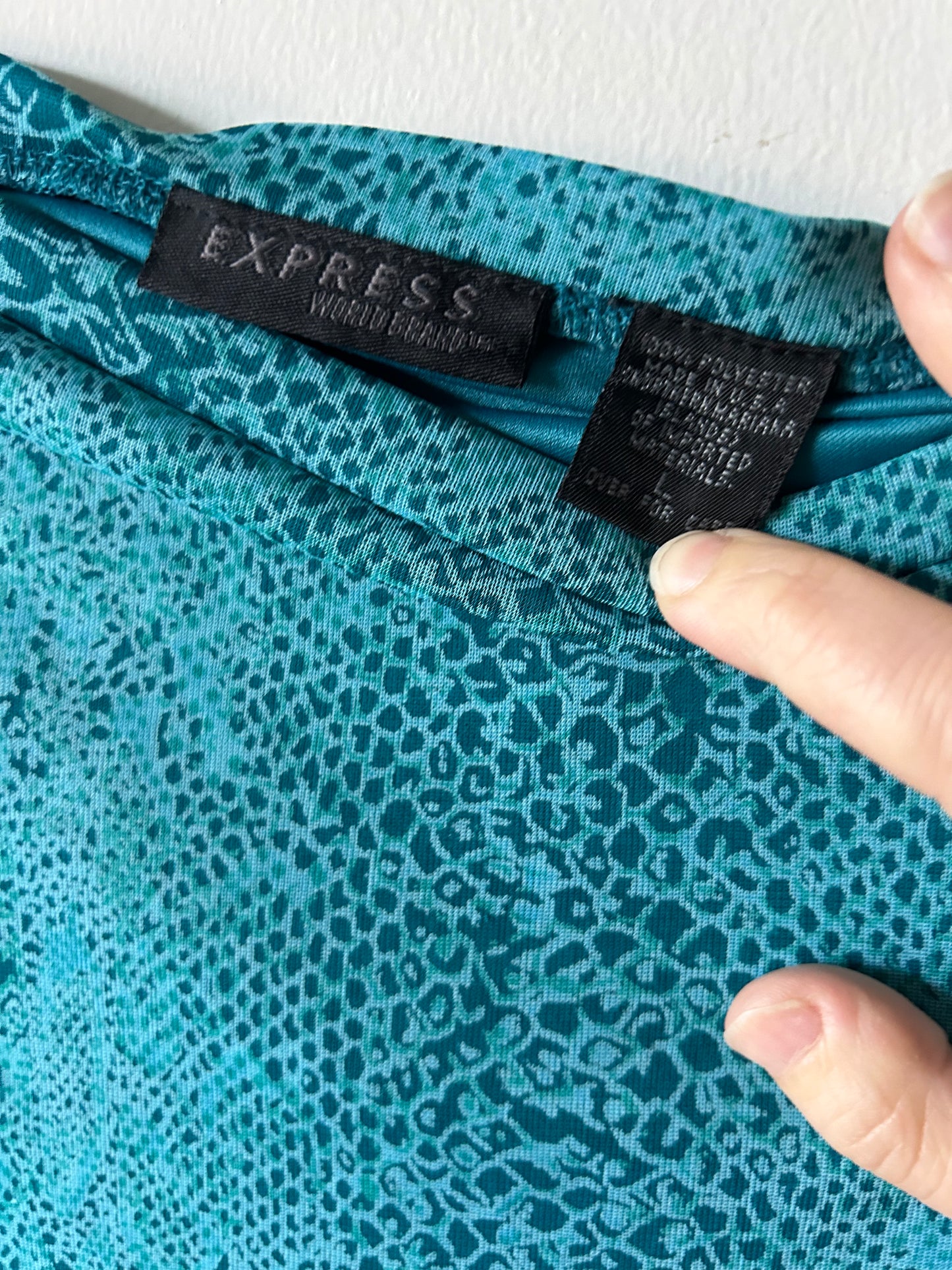 blue snake print skirt