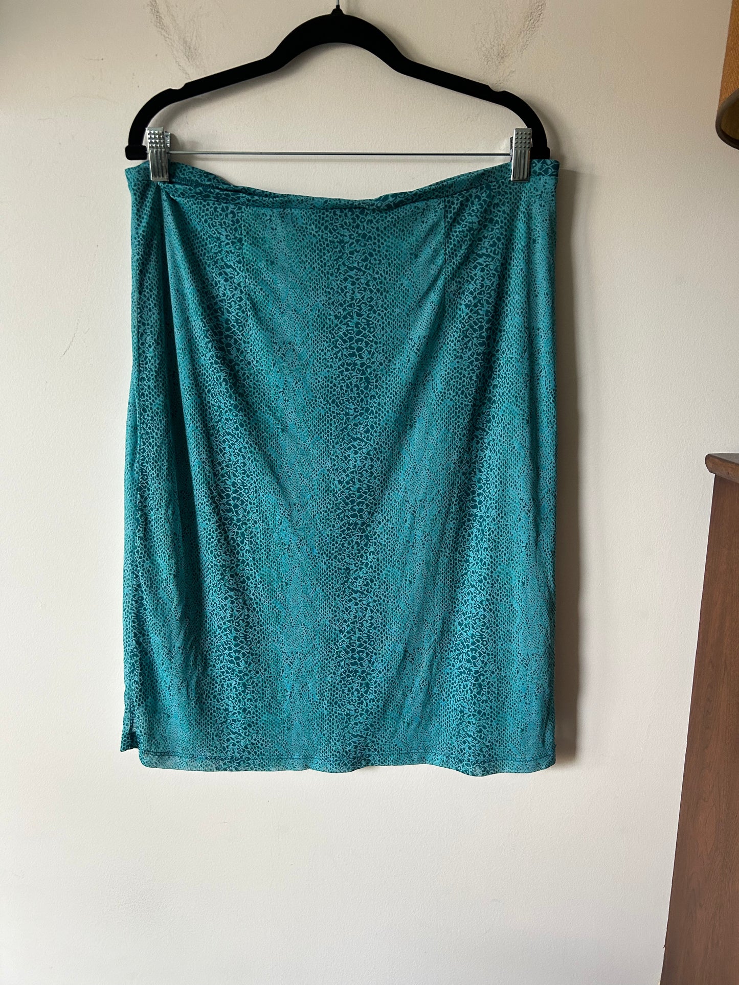 blue snake print skirt