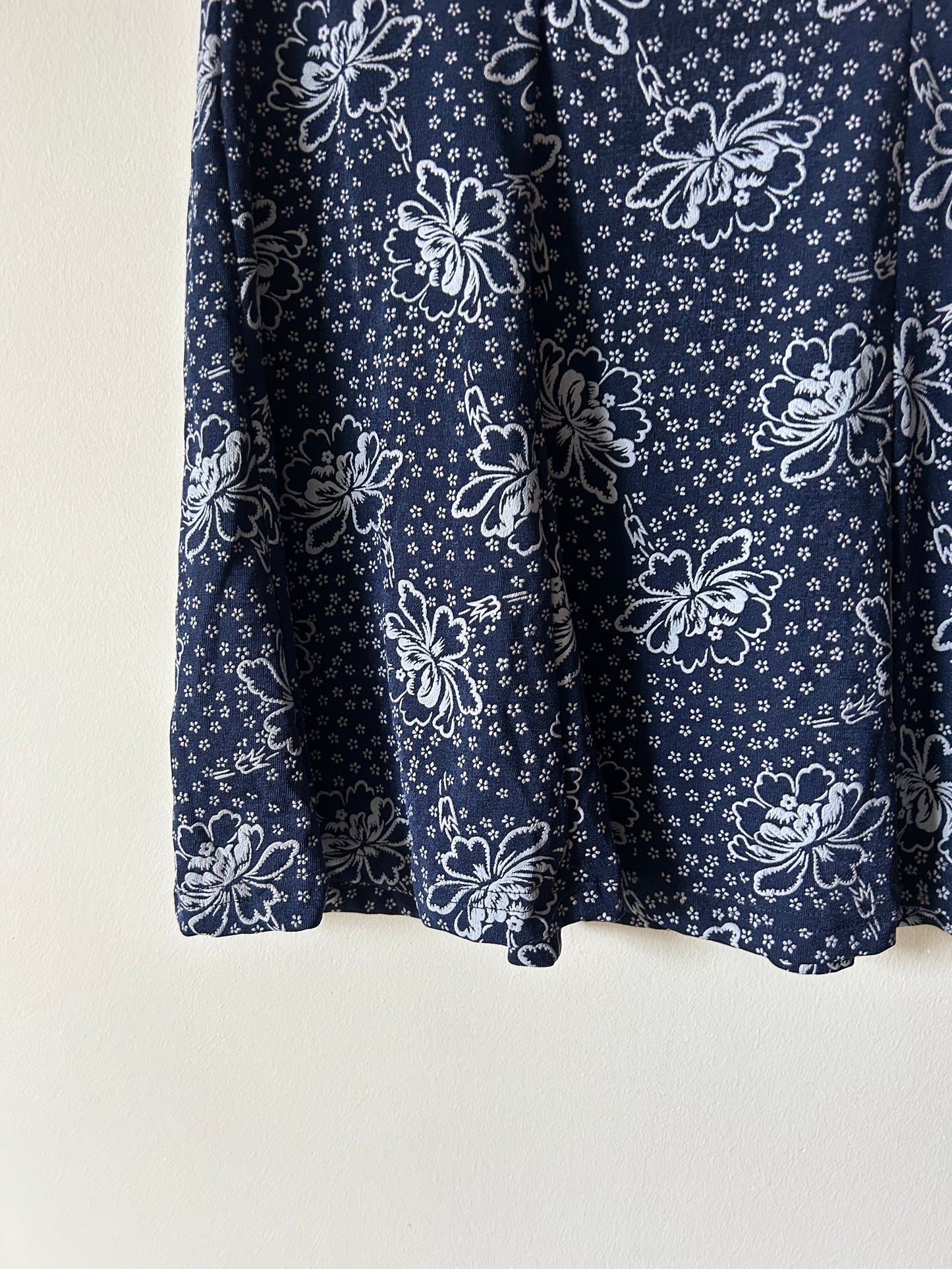 stretchy navy hawaiian floral mini skirt