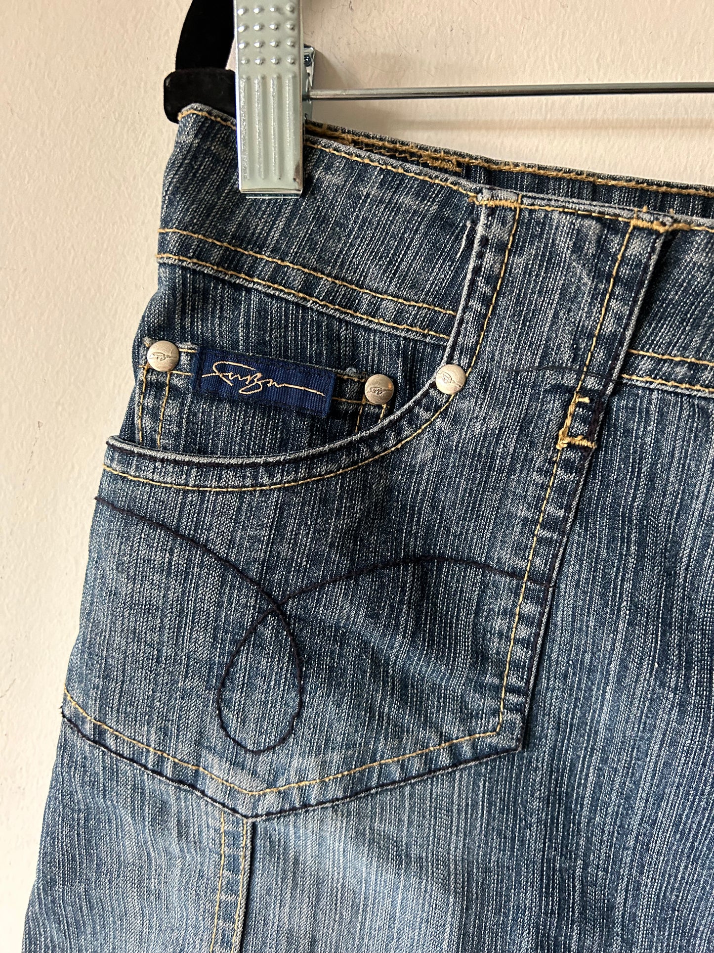 vintage fubu denim mini skirt