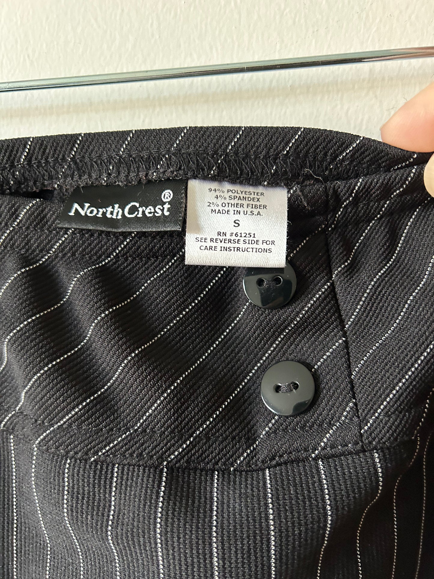 full length black pinstripe skirt