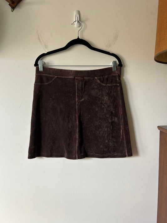 brown velour mini skirt
