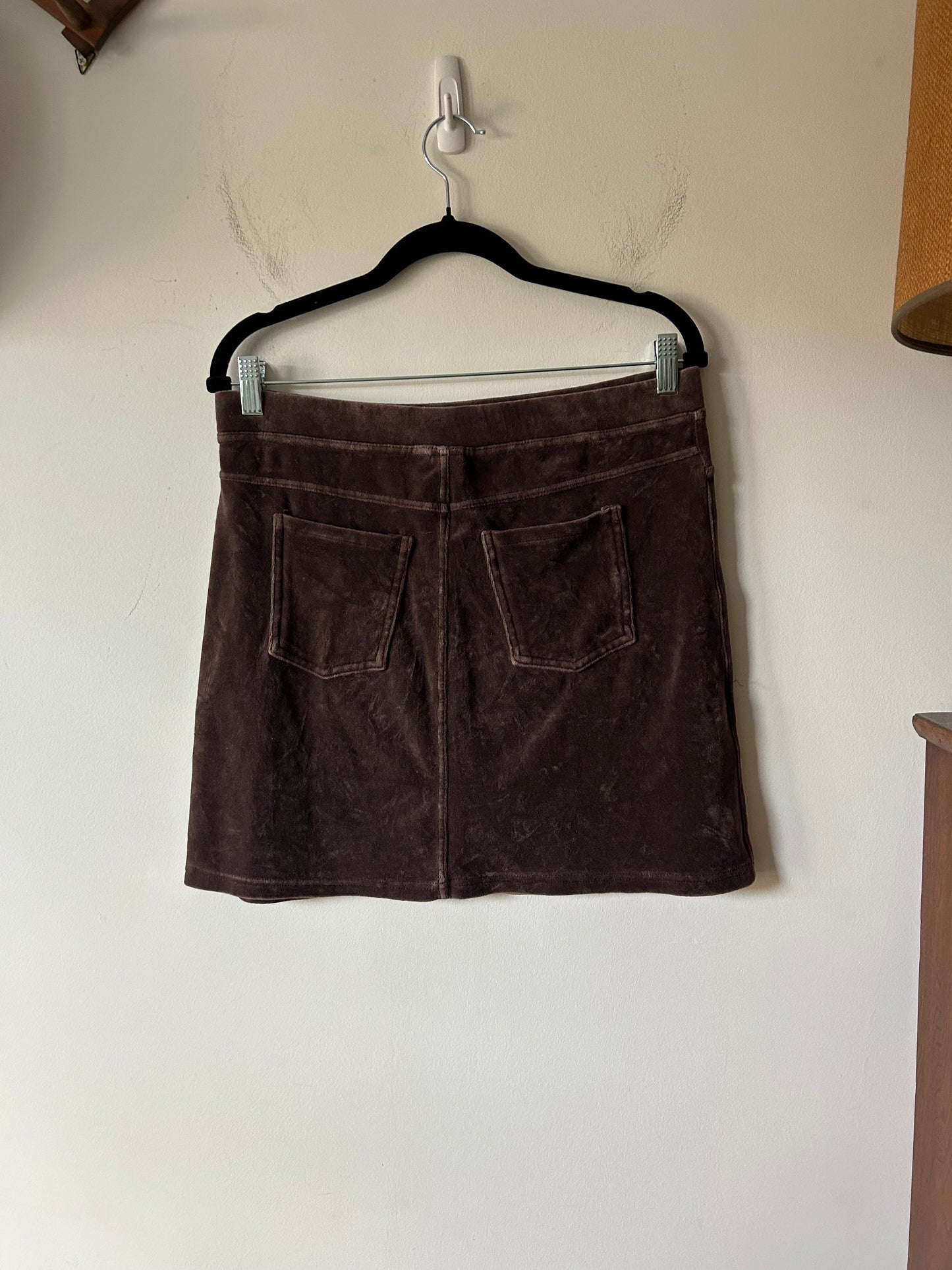 brown velour mini skirt