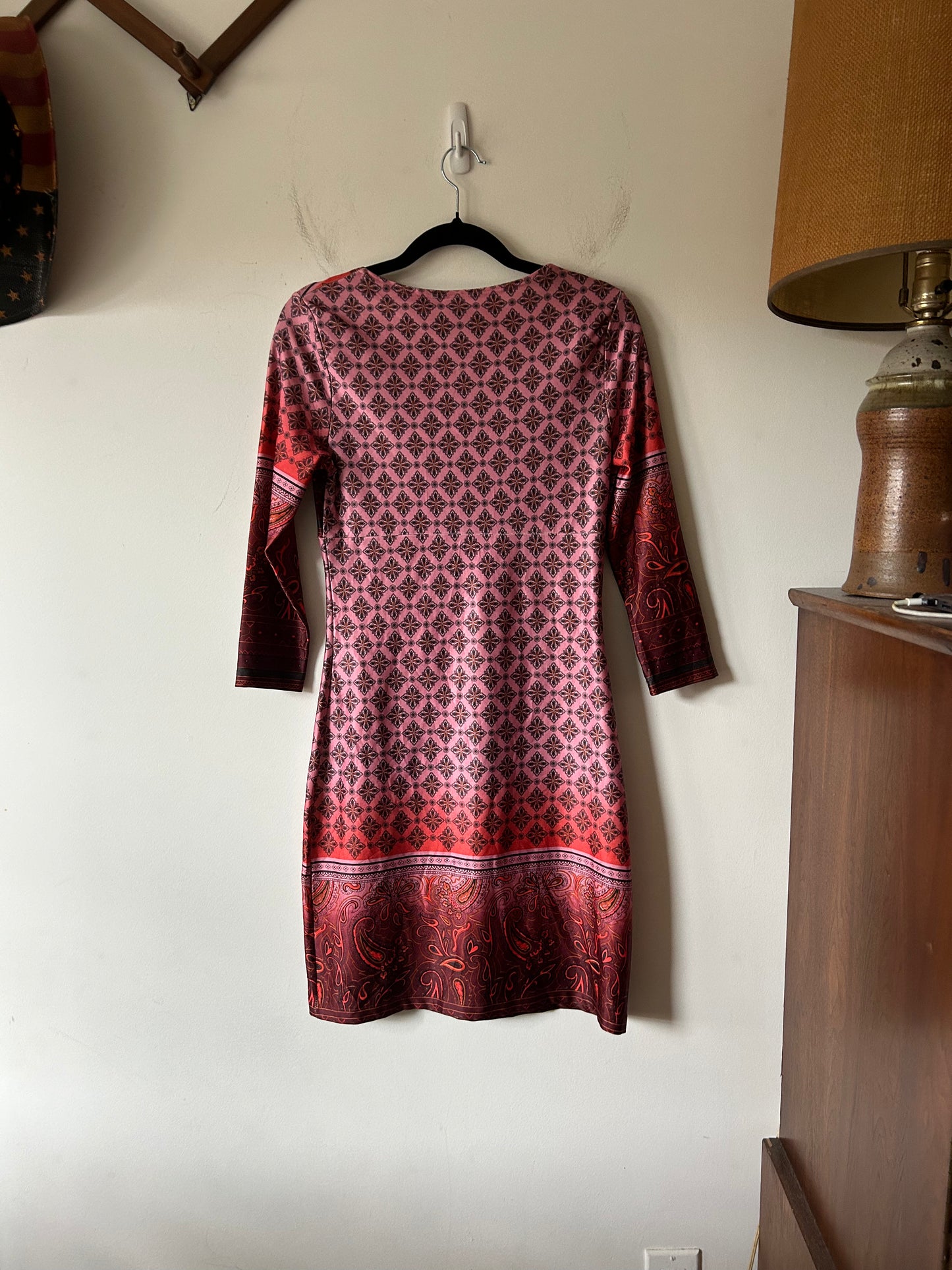 red Moroccan print dress