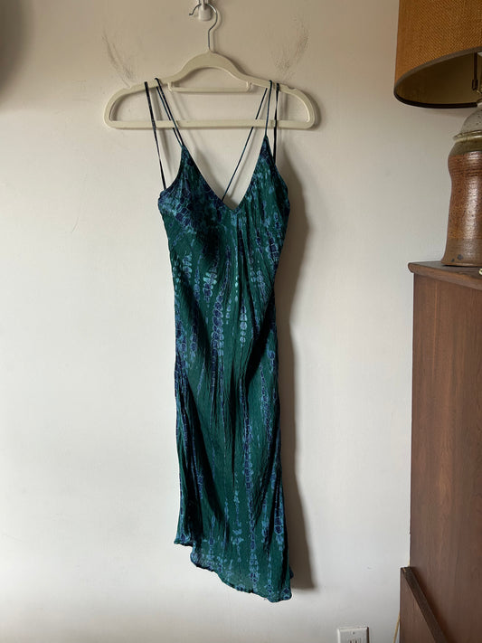 green/blue tie dyed straps dress