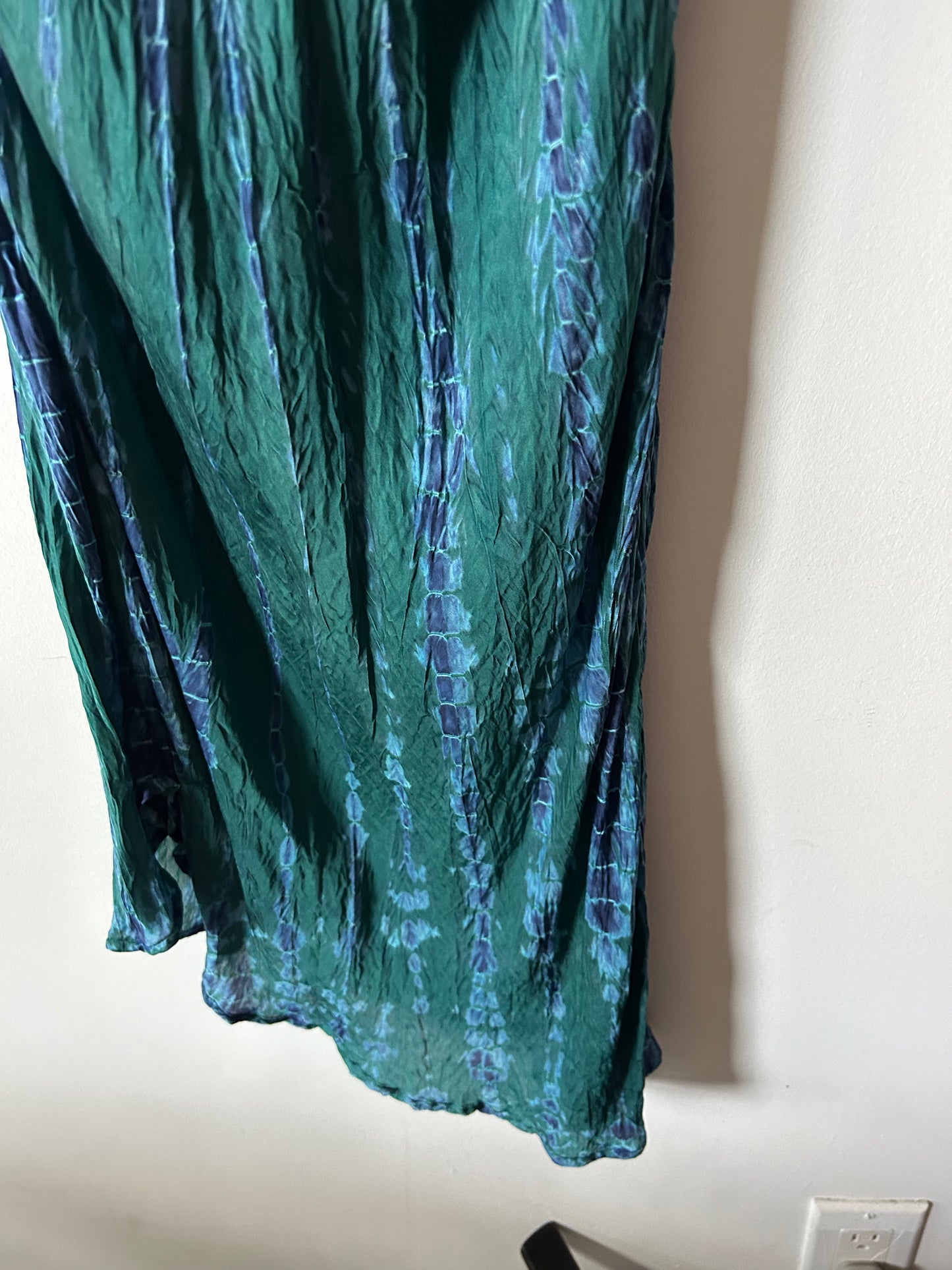 green/blue tie dyed straps dress