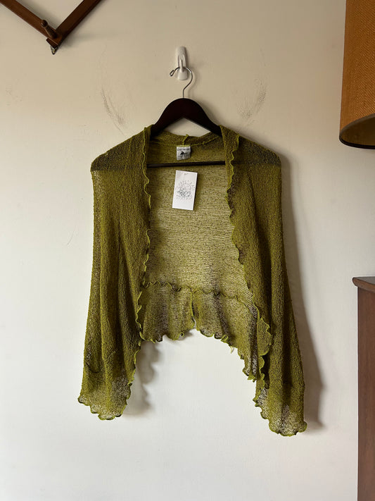 acid green knit shawl
