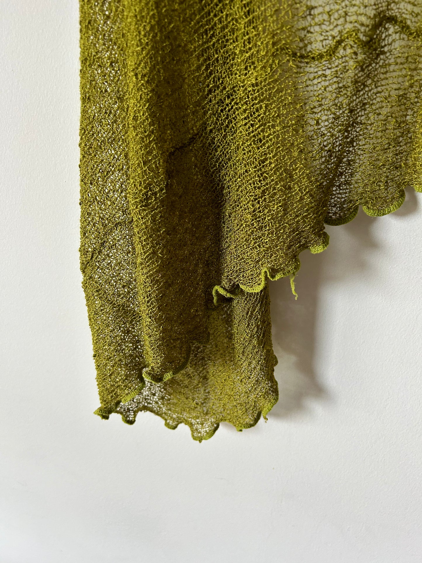 acid green knit shawl