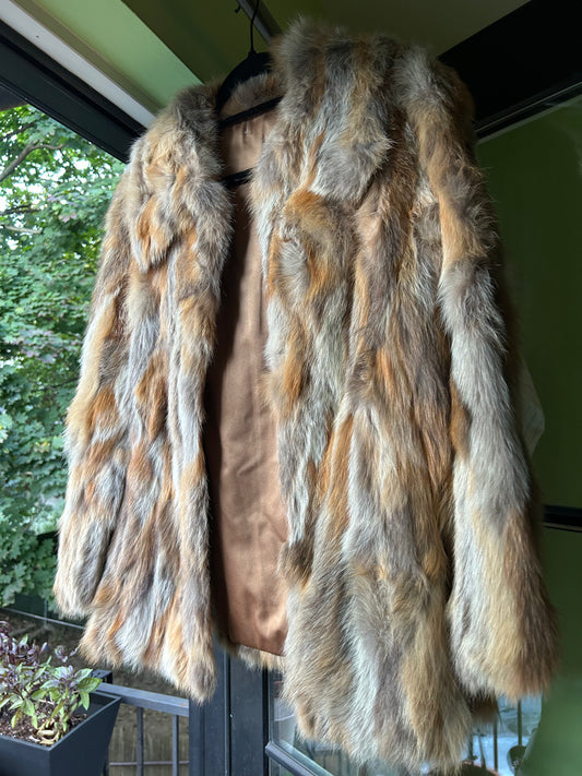 Multicolor fox fur coat